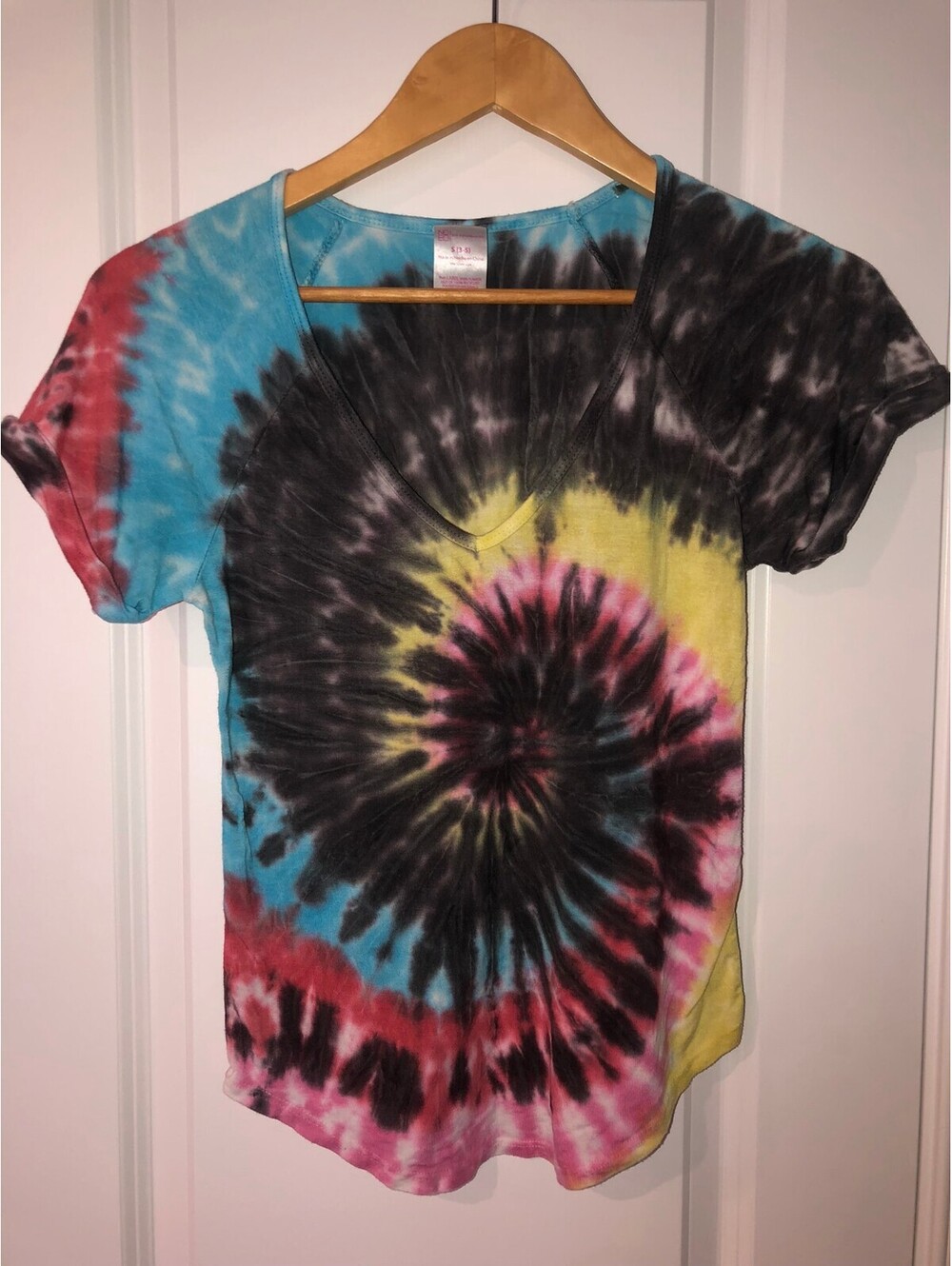 Tie-Dye Spiral Print Short Sleeve T-Shirt Size S